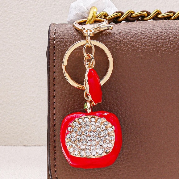 Crystal Red Apple Bag Charm - Picture 2 of 3